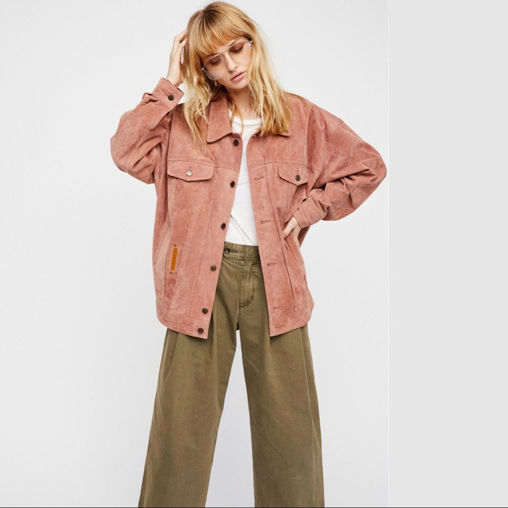 FREE PEOPLE Suede Trucker Jacket NWT